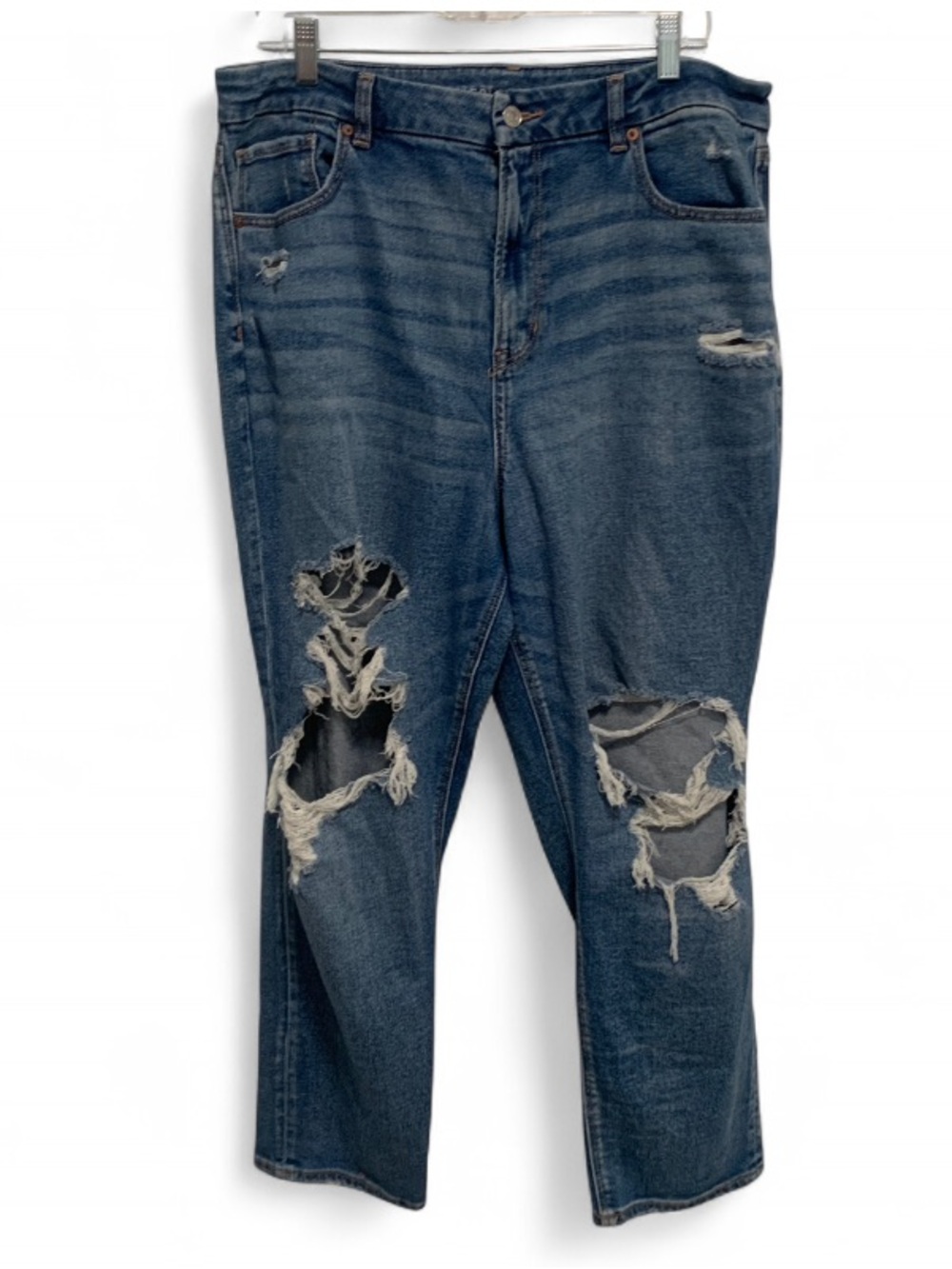 American Eagle Outfitters Curvy Mon Distressed Blue Jeans